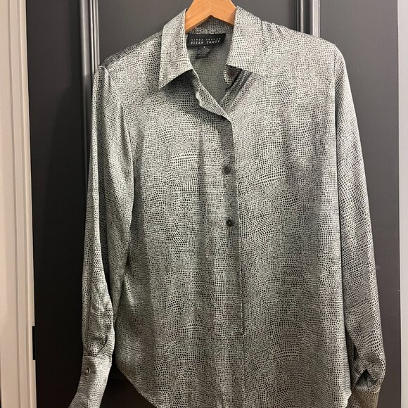 100% silk, Snakeskin design blouse, with fancy sleeves - Picture 1 of 8